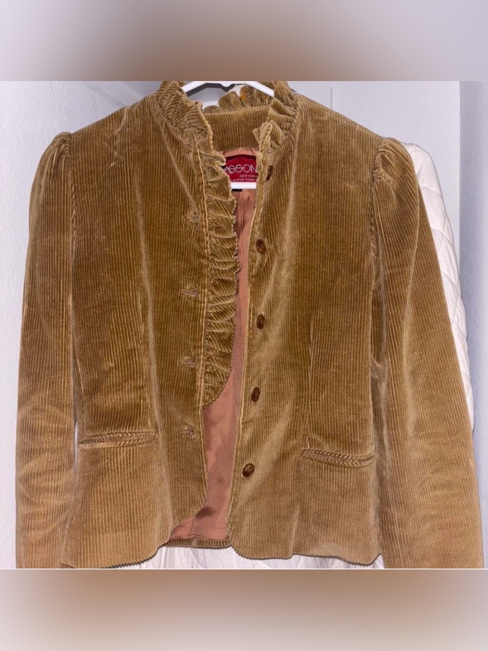 SASSON corduroy cotten blazer with ruffles
